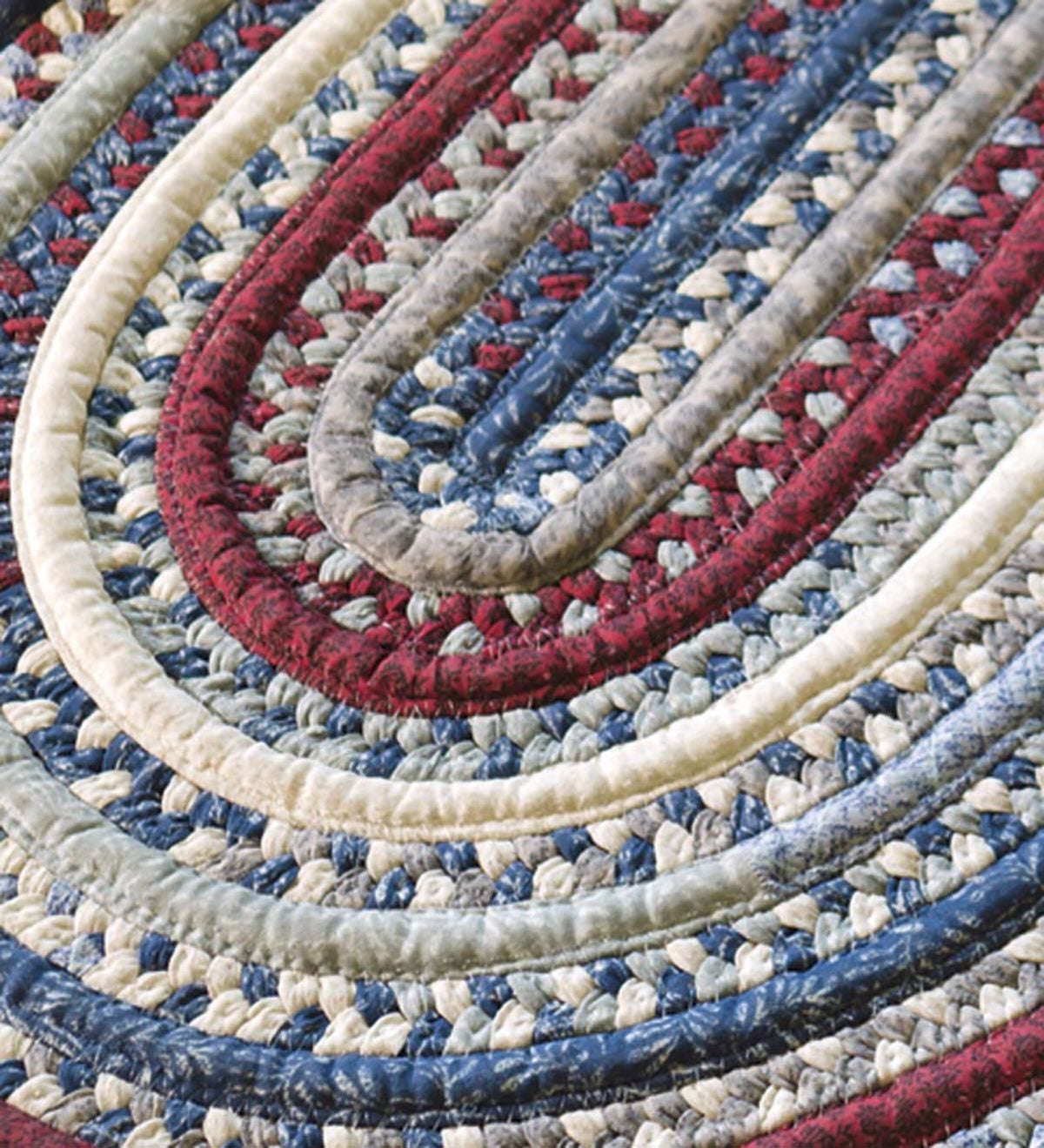 Oval Braided Runner, 2'W x 8'L - Red/White/Blue