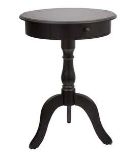 Round Pedestal Accent/Side Table with Drawer - Black