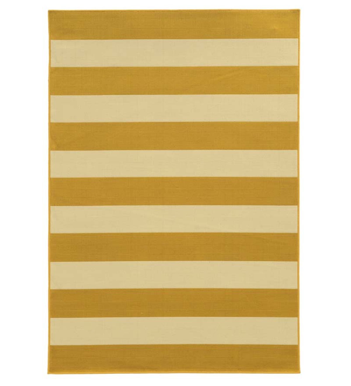 1'9”x 3'9”Horizontal Stripe Indoor/Outdoor Rug - Gold/Ivory