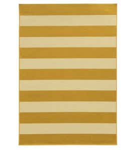 1'9”x 3'9”Horizontal Stripe Indoor/Outdoor Rug - Grey/Ivory