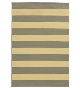 6'7”x 9'6”Horizontal Stripe Indoor/Outdoor Rug - Navy Blue/Ivory