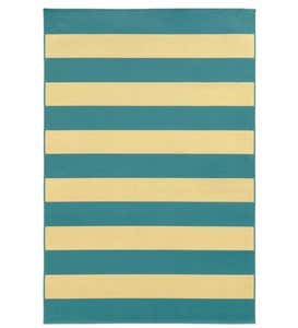 6'7”x 9'6”Horizontal Stripe Indoor/Outdoor Rug - Navy Blue/Ivory