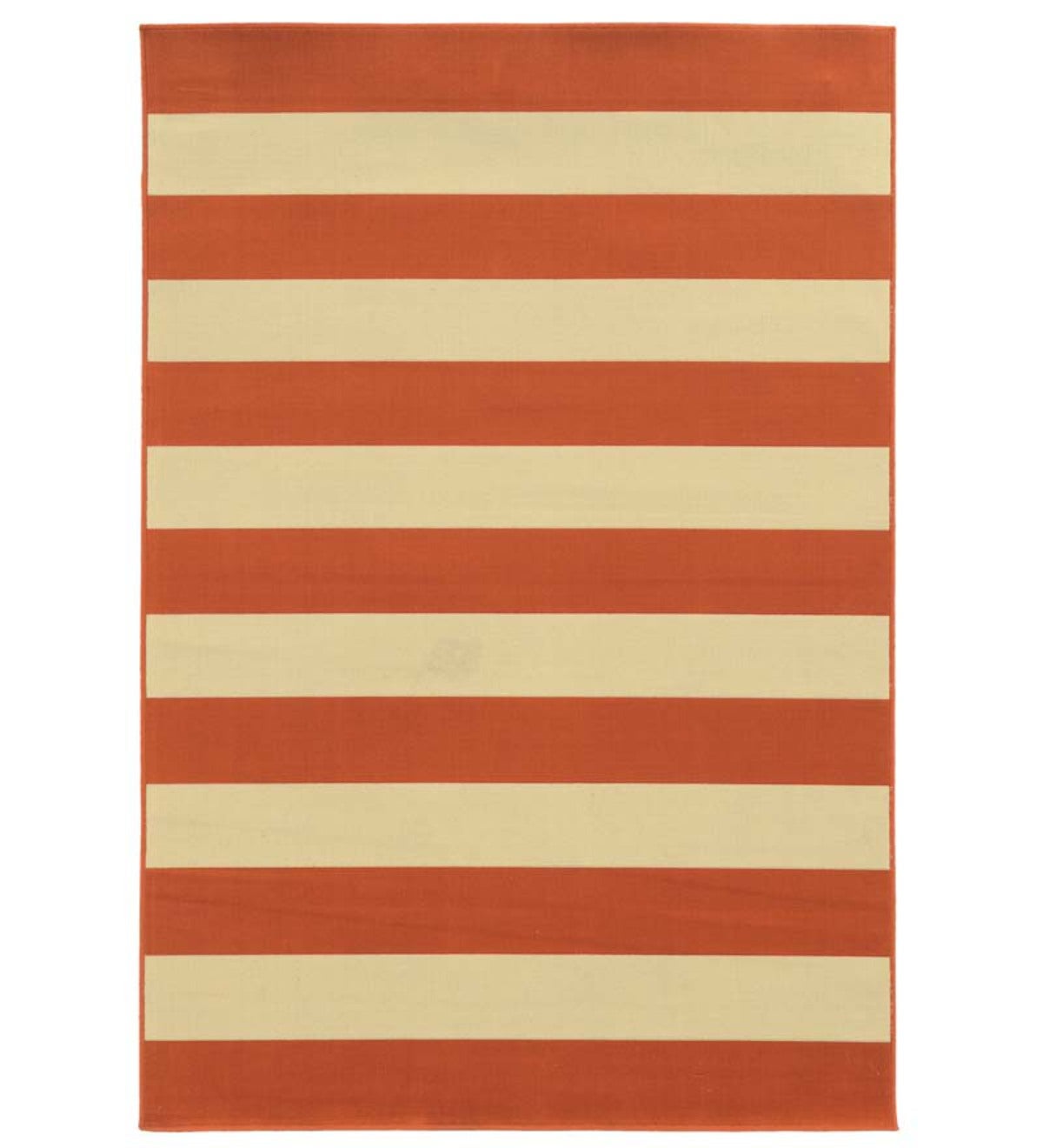 6'7”x 9'6”Horizontal Stripe Indoor/Outdoor Rug - Soft Orange/Ivory