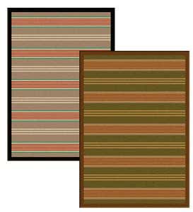 2' x 8' Frontier Stripe Area Runner - Green background with tan stripe