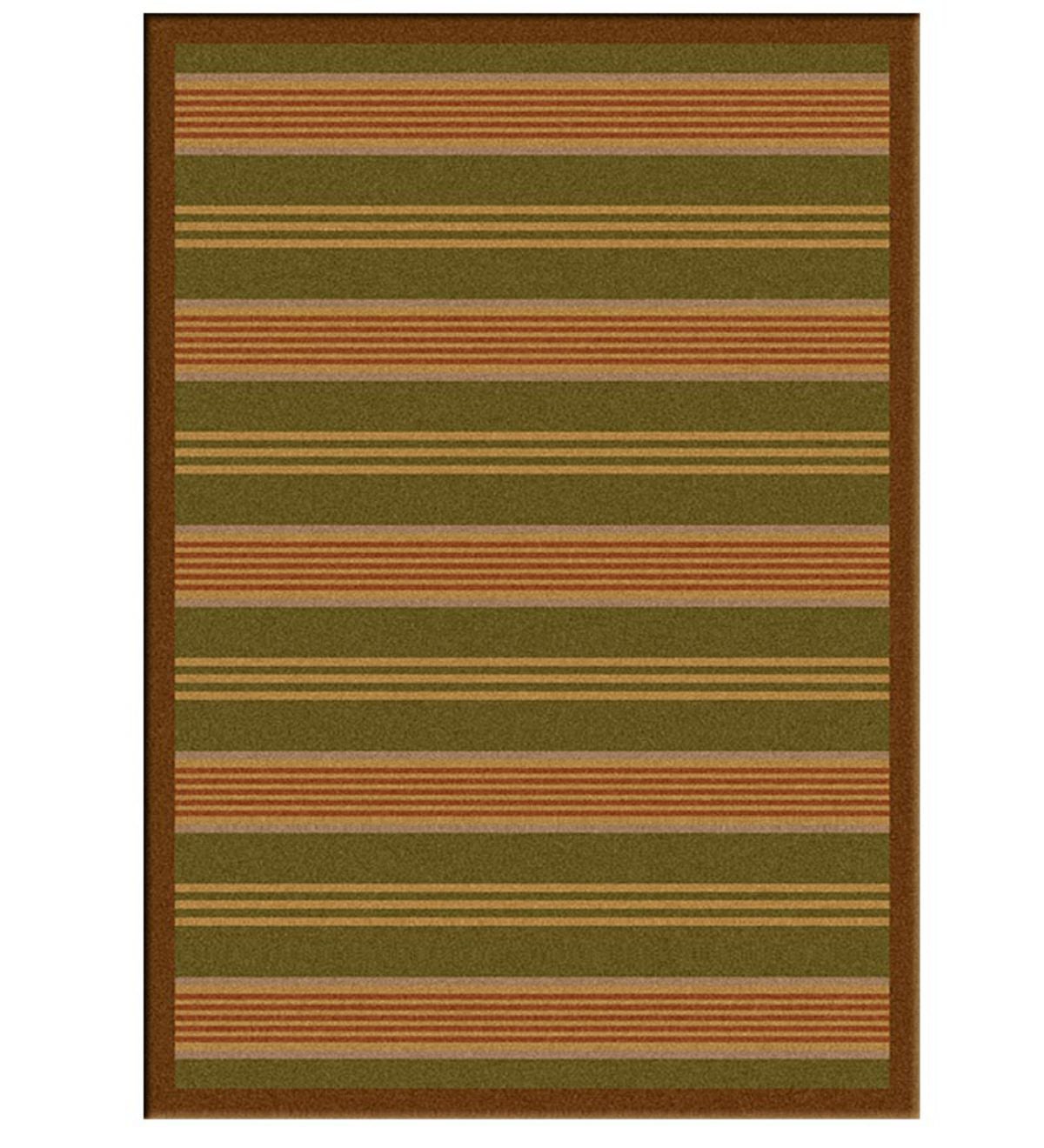 2' x 8' Frontier Stripe Area Runner - Green background with tan stripe