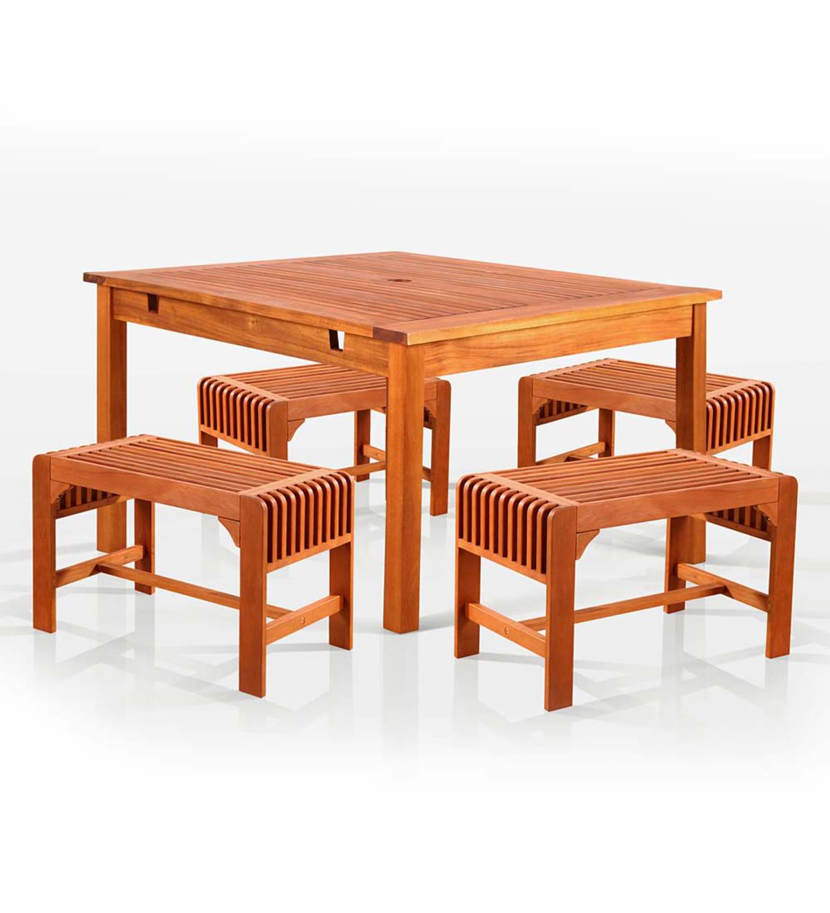 Eucalyptus Outdoor Dining Set, Table & 4 Chairs