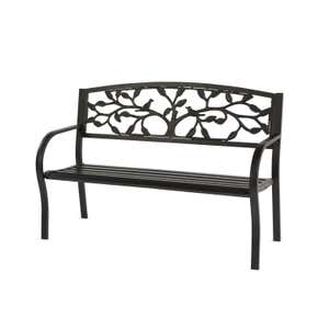 Tree of Life Metal Garden Bench - Black