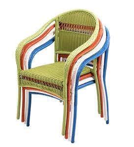 Tangier Wicker Stacking Chairs and Rectangle Folding Table