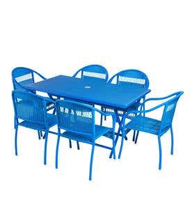 Tangier Wicker Stacking Chairs and Rectangle Folding Table