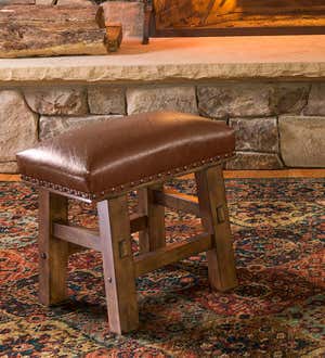 Canyon Brown Leather Footstool