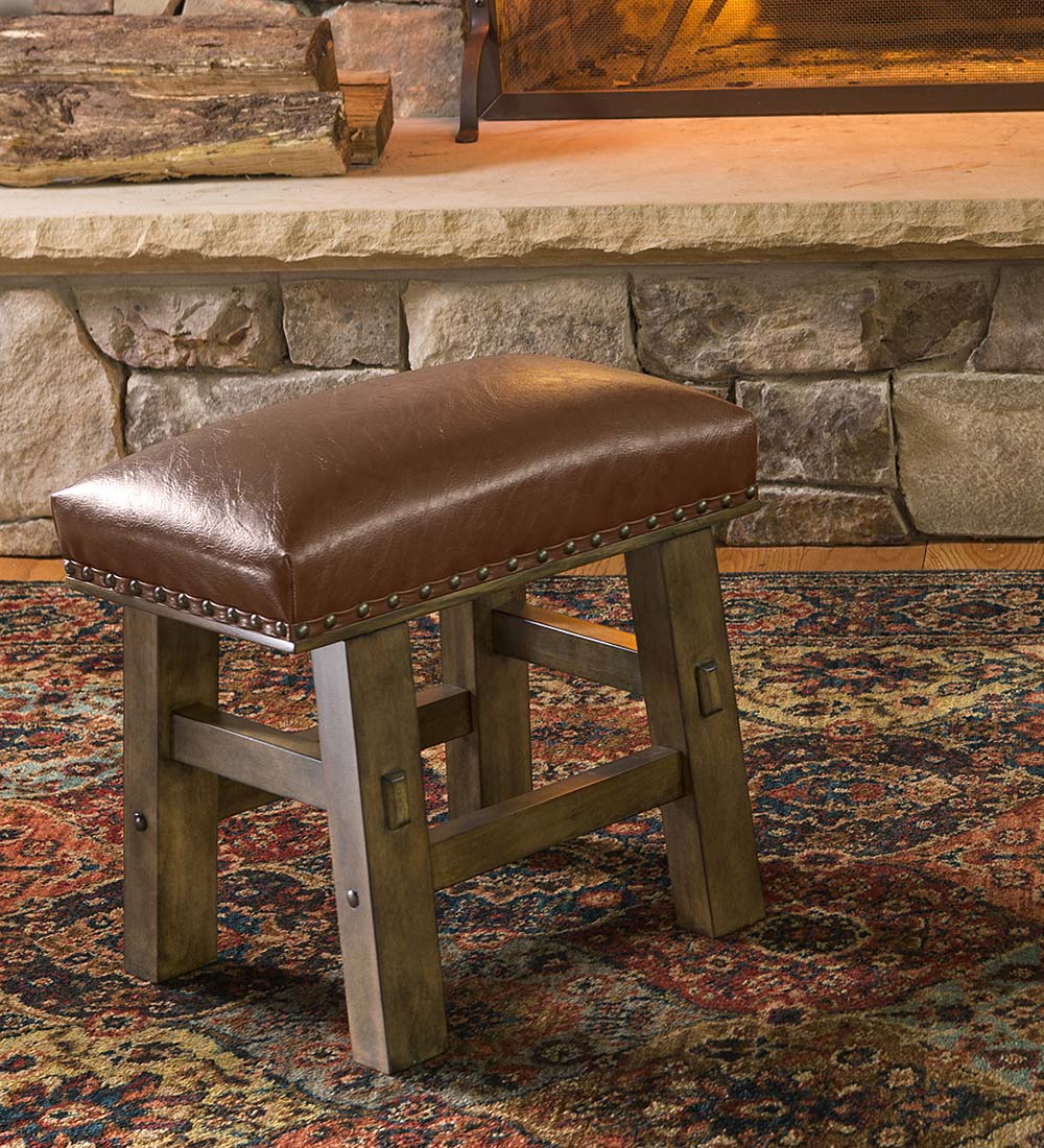Canyon Leather Footstool - Free 2 Day Delivery