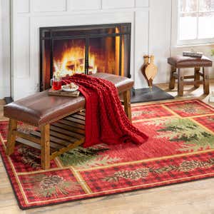 Canyon Brown Leather and Wood Bench with Slatted Bottom Shelf