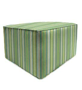 Square Sunbrella™ Deluxe Outdoor Pouf Ottoman - Beige Stripe