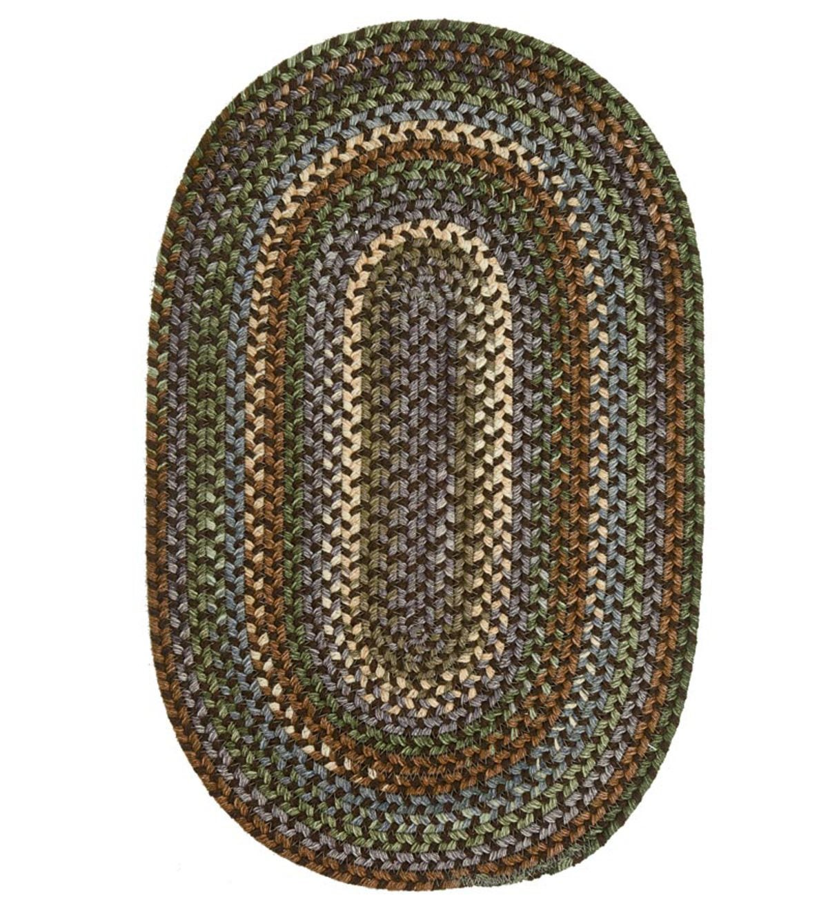 Bear Creek Oval Braided Wool Blend Rug, 5' x 8' - Chocolate Multi