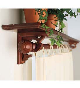 6' Finished Pine Curtain Rod and Matching Finials - ESPRESSO
