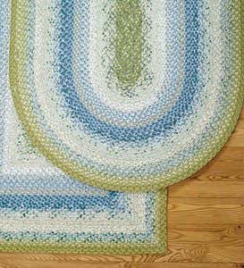 Oval Cotton Blend Braided Rug, 4' x 6' - Blue/Green