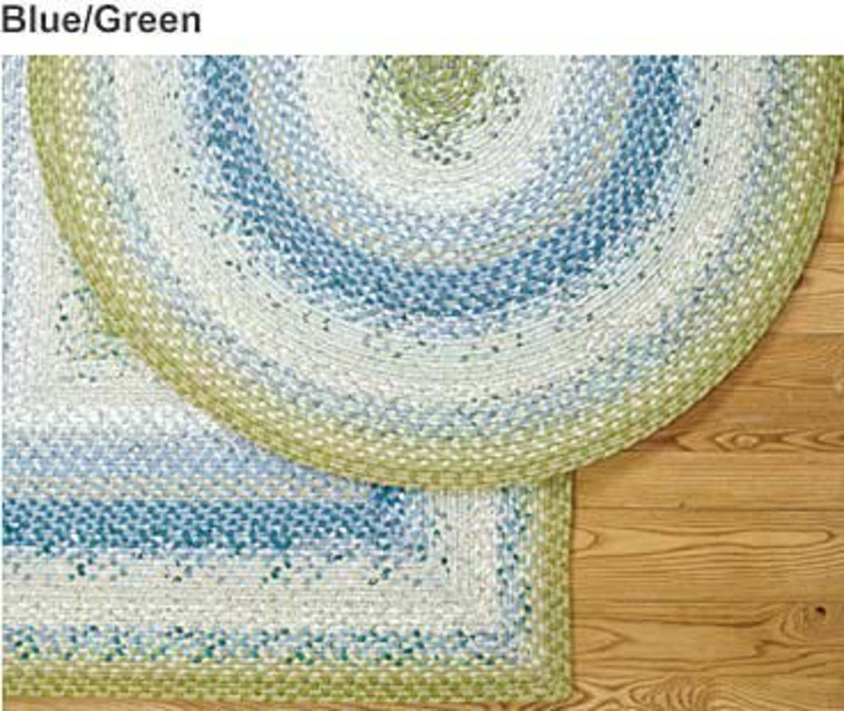 4' x 6' Rectangular Cotton Blend Braided Rug - Blue/Green