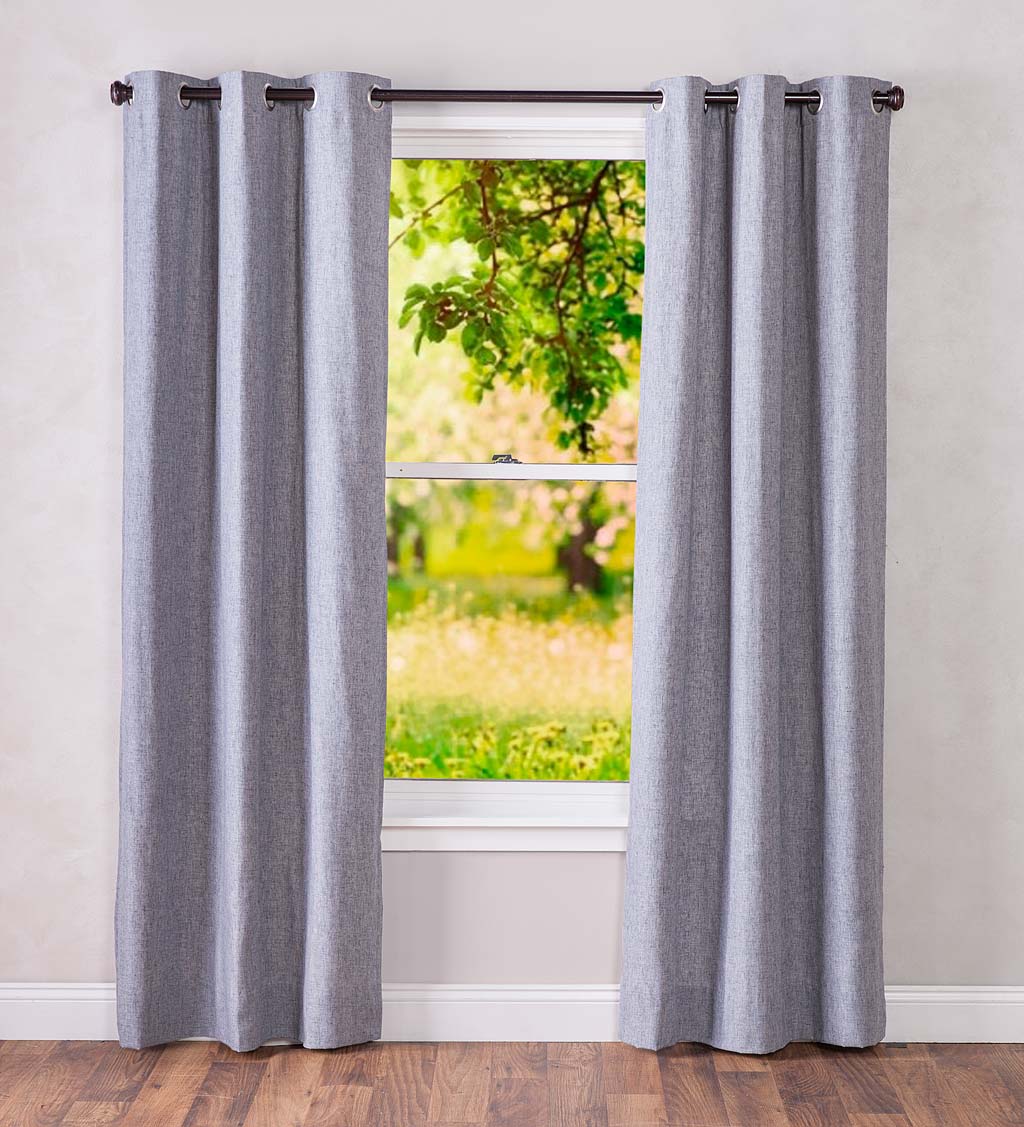 Homespun Grommet-Top Insulated Curtain, 96"L - Gray Heather