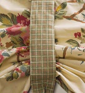 Tie-Up Floral Cotton Window Valance with Contrasting Ties - Tan Leaves