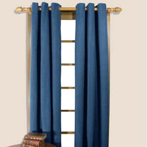 Homespun Grommet-Top Insulated Curtain, 96"L - Denim Blue
