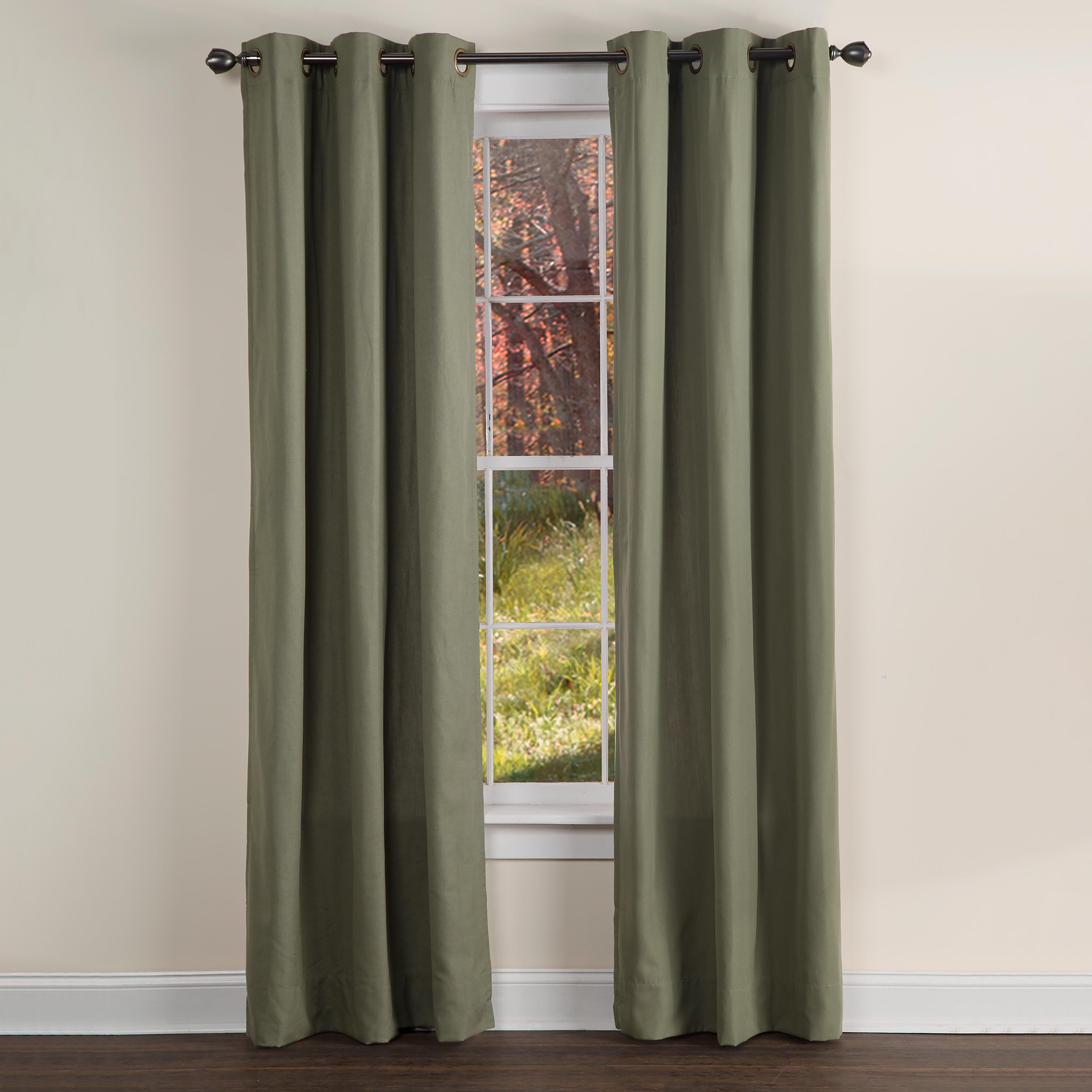 Homespun Grommet-Top Insulated Curtain, 84"L - Moss
