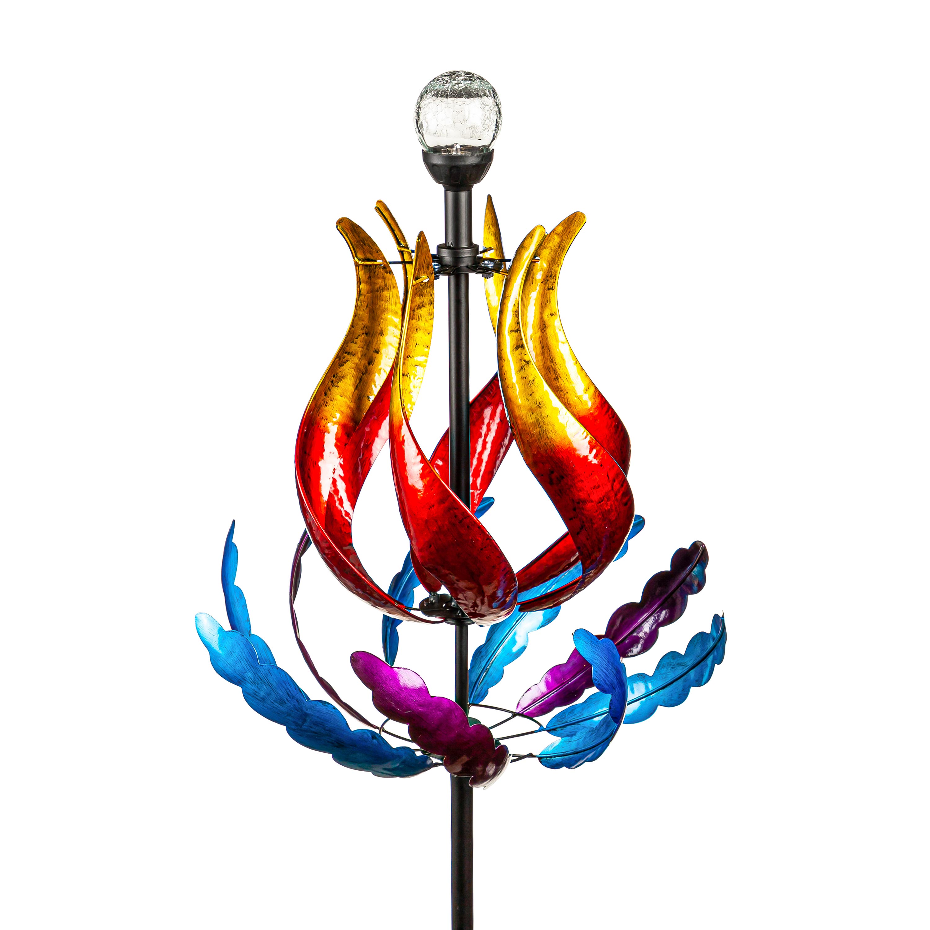 Solar Multicolor Tulip Wind Spinner | Plow & Hearth