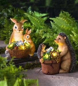 Solar Succulent Rabbits Flower Pot Garden Statue