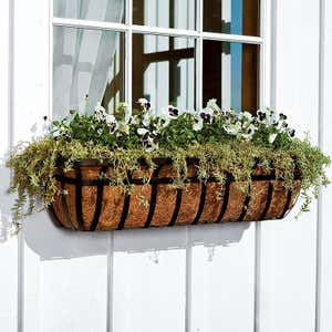 English Hay Basket Window Planter, 48"L