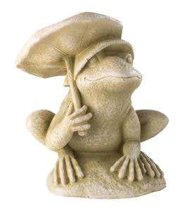 Frog With Umbrella Faux Stone Garden Statue