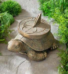 Tortoise Sundial Faux Stone Garden Statue