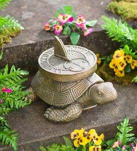 Tortoise Sundial Faux Stone Garden Statue