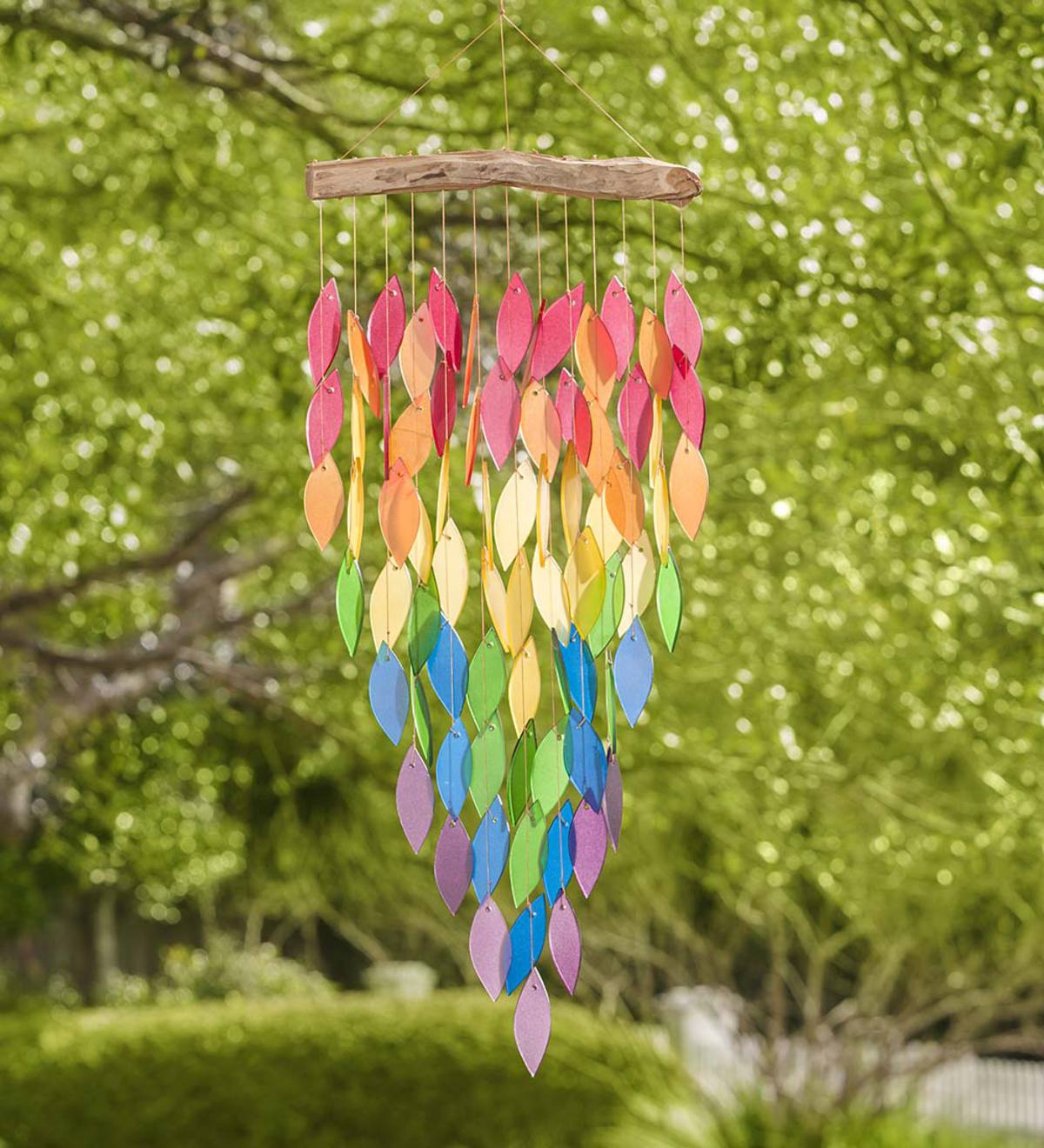 Glass Rainbow Leaves Wind Chime