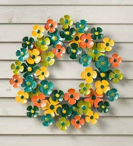 Green/Yellow Floral Metal Wreath