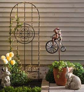 Handmade Bicycling Bunnies Metal Wind Spinner