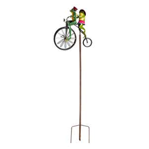 Handmade Bicycling Frogs Metal Wind Spinner