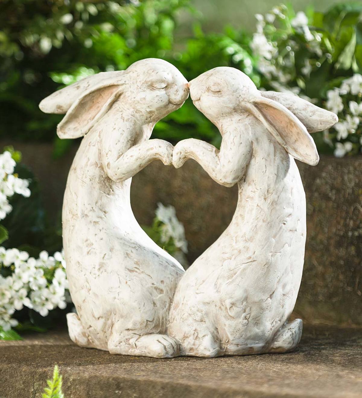 Kissing Bunnies Garden Statue