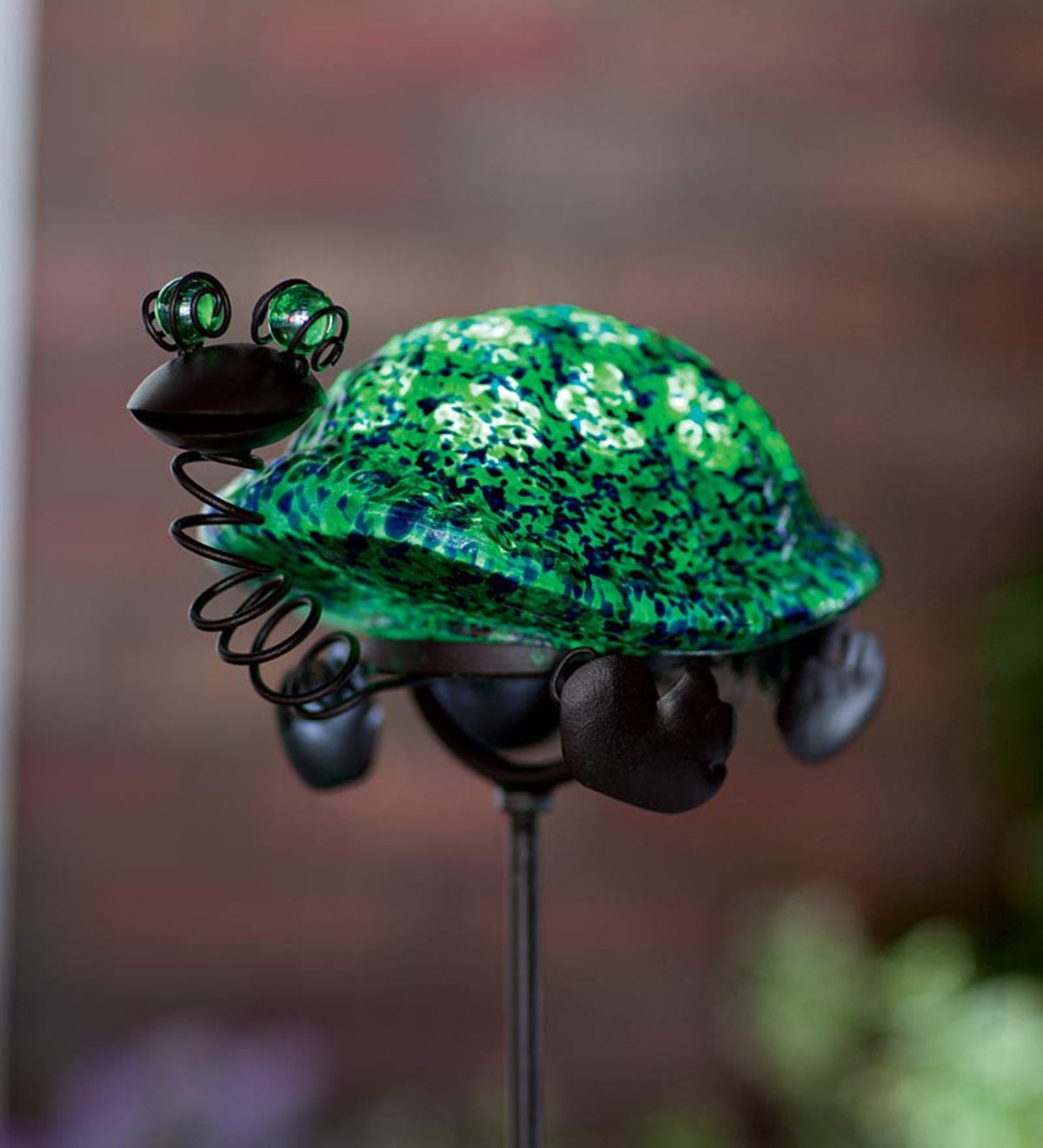 Frog Metal And Glowing Glass Garden Stake