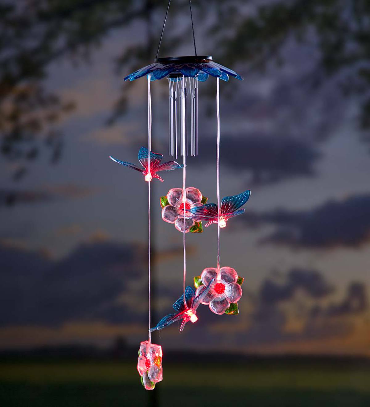 Solar Butterflies Mobile with Wind Chime