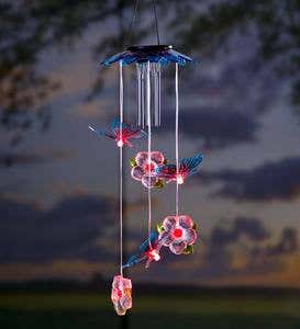 Solar Butterflies Mobile with Wind Chime
