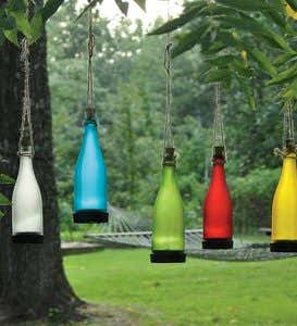 Set Of 10 Colorful Glass Solar Bottles - Yellow