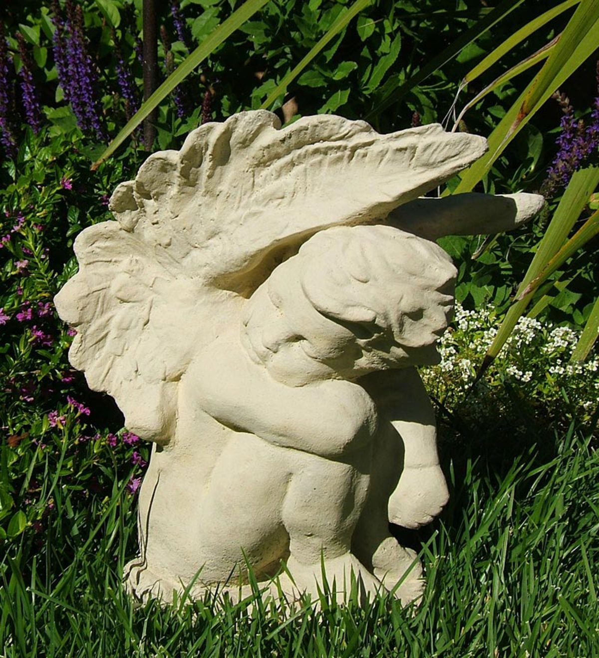 Made In USA Cast-Stone Crying Angel Garden Statue