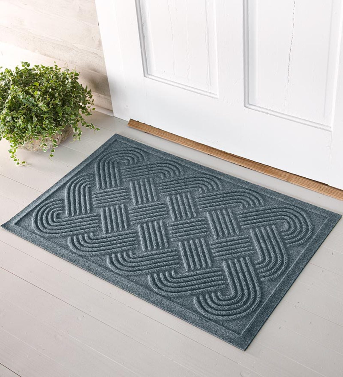 Quick-Drying Woven Knot Waterhog Doormat - Blue