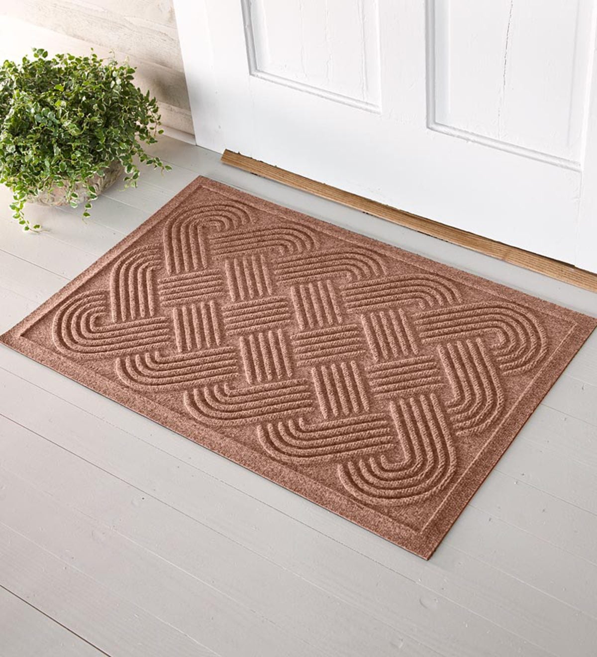Quick-Drying Woven Knot Waterhog Doormat - Medium Brown