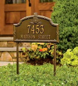 Pineapple Lawn Personalized Address Plaque - Antique Copper