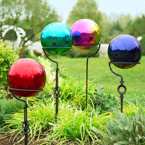 Stainless Steel Gazing Balls and Iron Display Stands