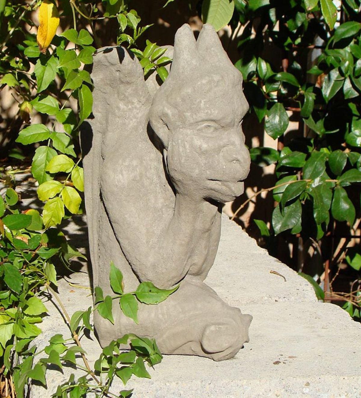 USA-Made Cast Stone Spitting Gargoyle Garden Statuary