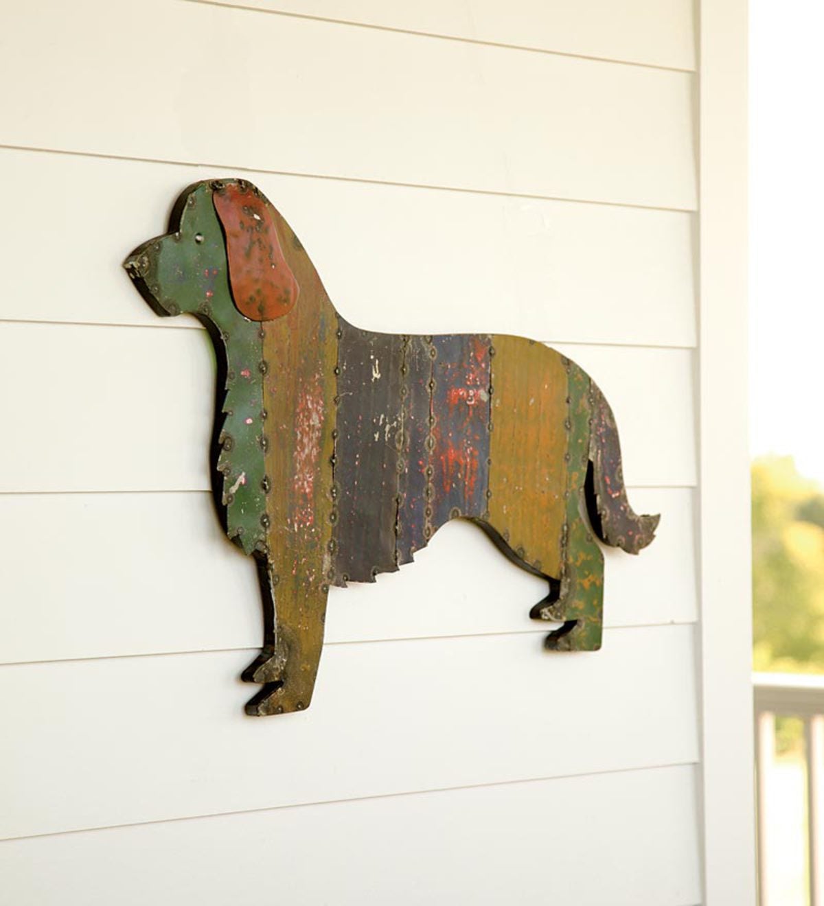 Recycled Metal Golden Retriever Wall Hanging