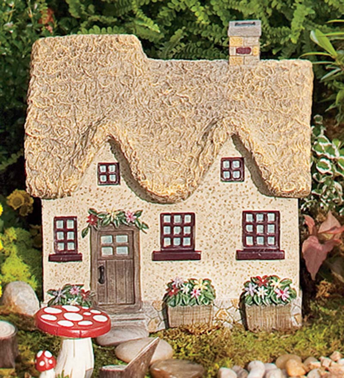 Resin Fairy Cottage With Garden Accent
