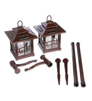 3-in-1 Solar Lanterns with Shepherd's Hook/Ground Stake, Set of 2