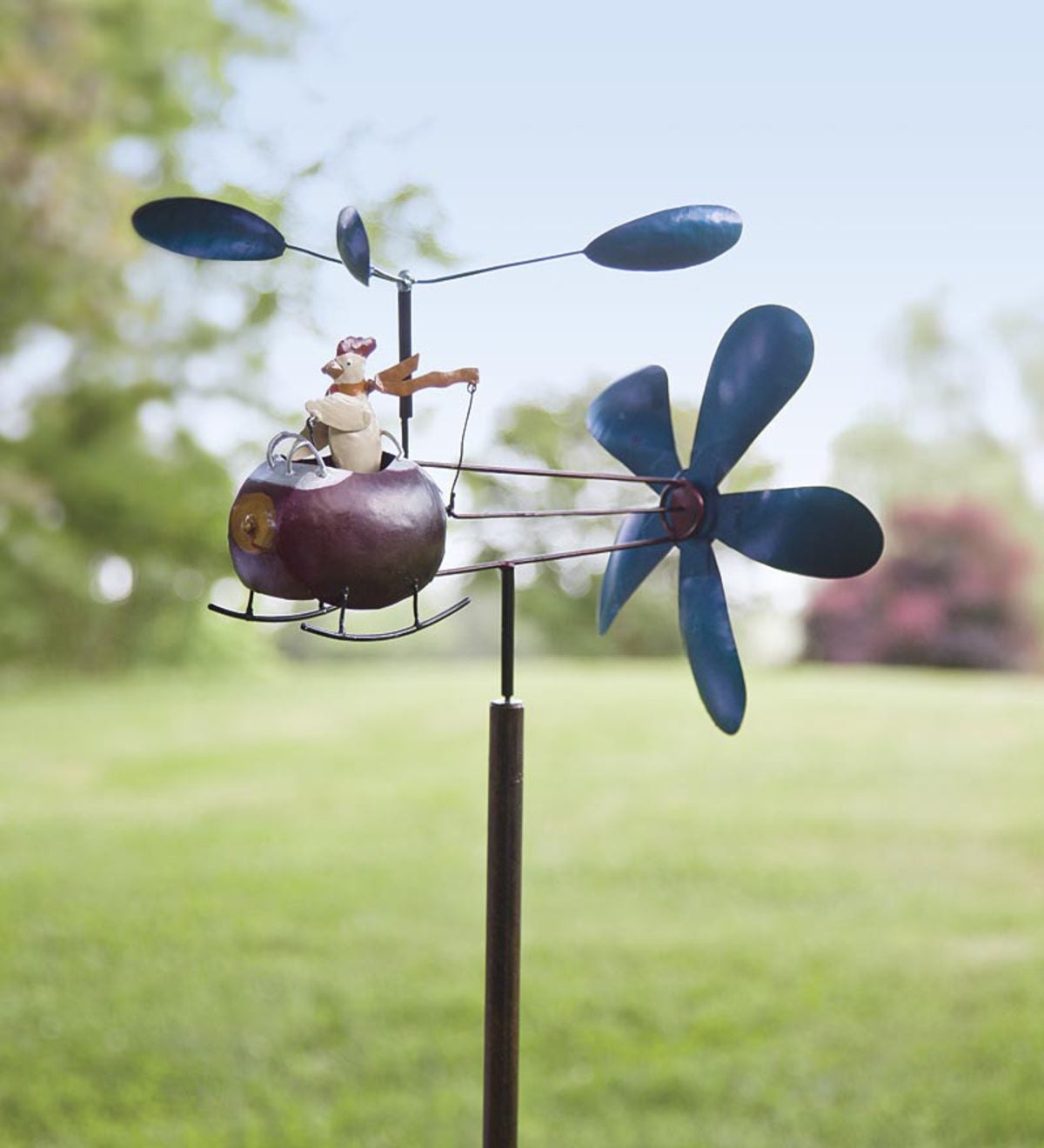 Chicken and Helicopter Recycled Metal Whirligig